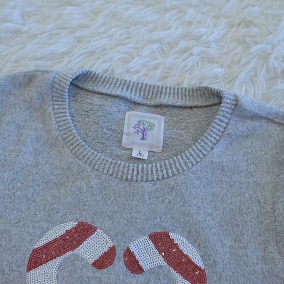 Colortro Girls Grey Super Soft Sweater With Candy Canes Size L 14/16 - Picture 3 of 4